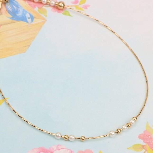 Elegant Rose Gold Beaded Necklace with Pearl & Adjustable Length, XPNL0288 - Picture 6 of 12